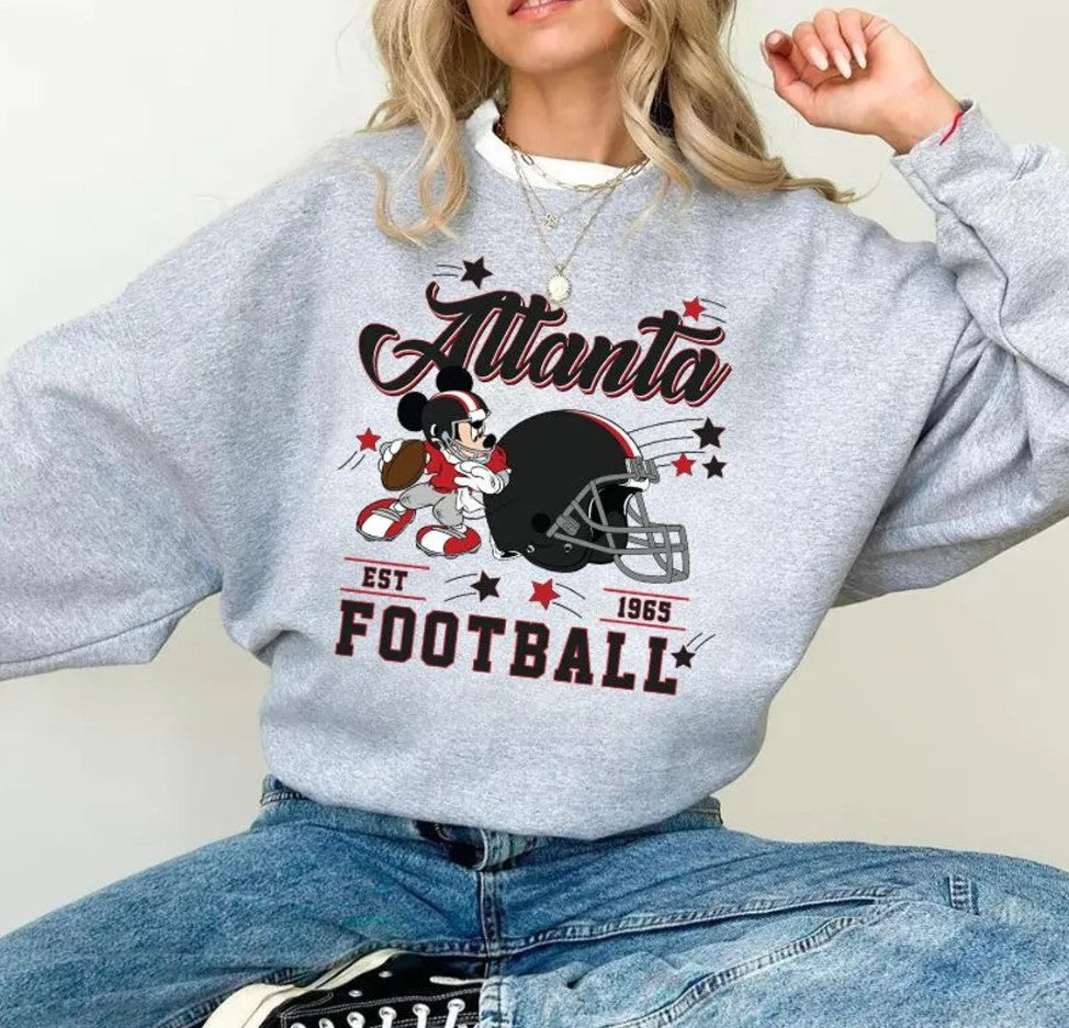 Vintage Atlanta Football Sweatshirt, Retro Cartoon Graphic Pullover, 90s Style Sports Fan Sweater, Unisex Cozy Crewneck, Football shirt