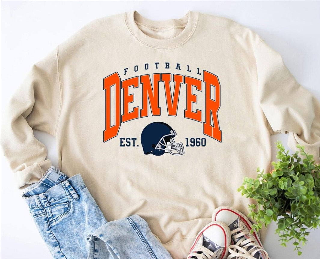 Denver Football Sweatshirt, Comfort Colors Retro Game Day Tee