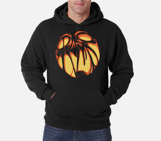 Youth Designz Mens Hoodie Halloween Pumpkin Horror Face Print Logo Fun Look-