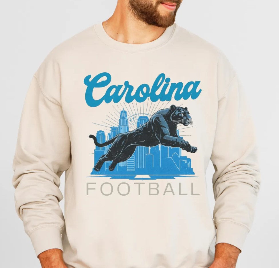 Carolina Football Sweatshirt - Vintage Football Crewneck - Unisex Football Apparel - Panthers Sweatshirt