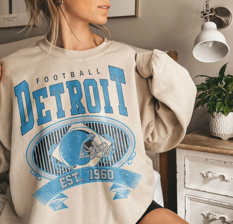 Vintage 90s Detroit Football Comfort Colors Vintage Style T-Shirt Detroit Football Tee Detroit Shirt Detroit Sweater Sunday Football