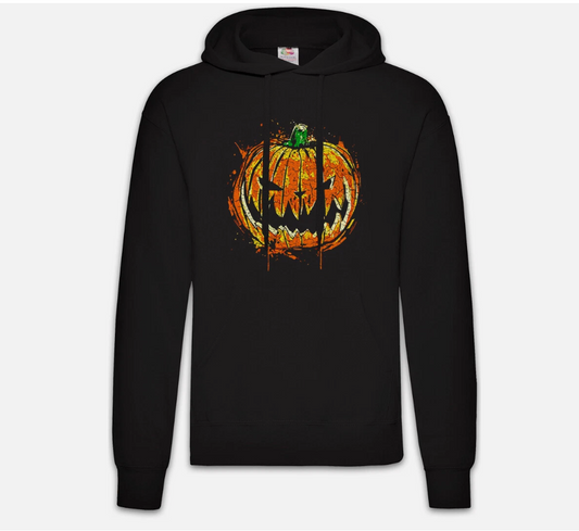 Pumpkin Head Hoodie Hooded Sweatshirt Halloween Nightmare Face Witch Black Magic-