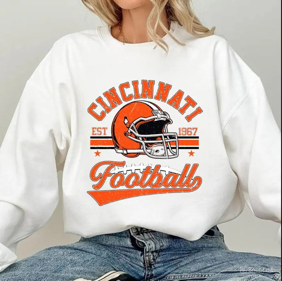 Vintage 90s Style Cincinnati Football Sweatshirt, Retro Sports Fan Shirt, Trendy Game Day, Cincinnati Sweatshirt, Cincinnati Football Shirt