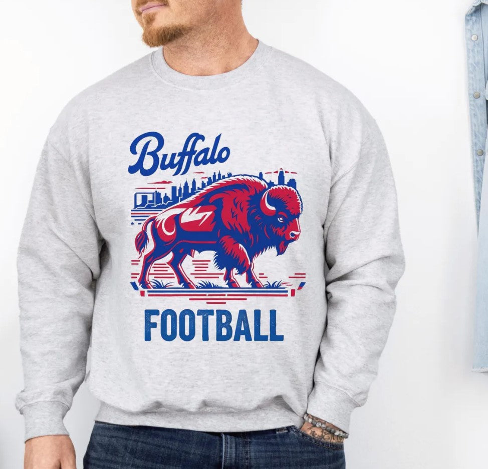 Buffalo Football Sweatshirt - Retro Gameday Crewneck for Fans - Football Gear - Football Pullover