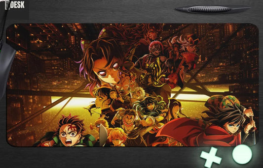 Demon Slayer Mousepad – Tanjiro, Hashira Anime Fan Art, Large Stitched Edges, Choose Size