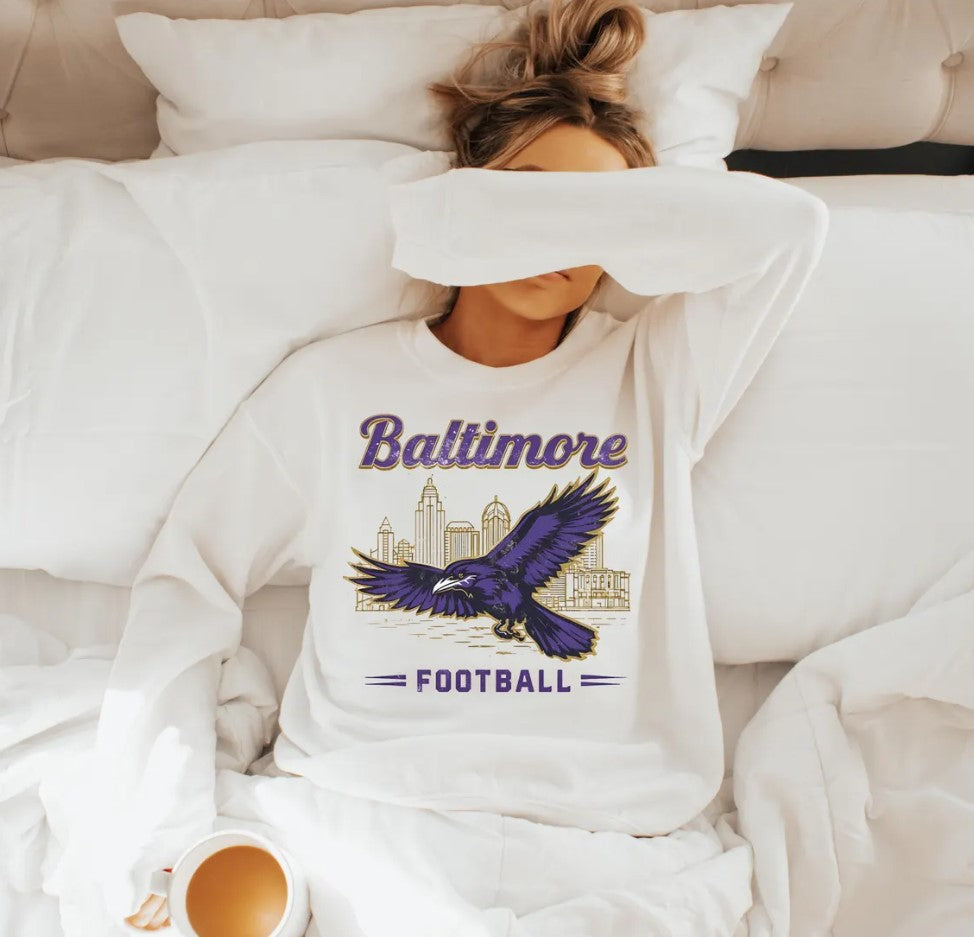 Baltimore Football Sweatshirt - Retro Unisex Gameday Crewneck - Football Fan Apparel Pullover - Ravens Sweatshirt