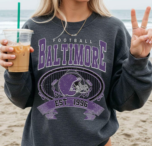 Vintage 90s Baltimore Ravens Football Shirt, Baltimore Football Crewneck, Baltimore Football Shirt, Raven Sweater, Raven Fan Sport Gear