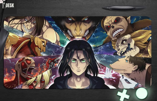 Attack on Titan Eren Mouse Pad – Large Anime Desk Mat, Washable, Choose Size