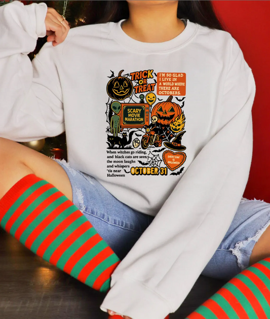 Halloween Collage Sweatshirt, Retro Halloween Sweat, Spooky Season Ghost Tee, Halloween Cute Outfit, Halloween Sweater Hood Gift, Fall Tops