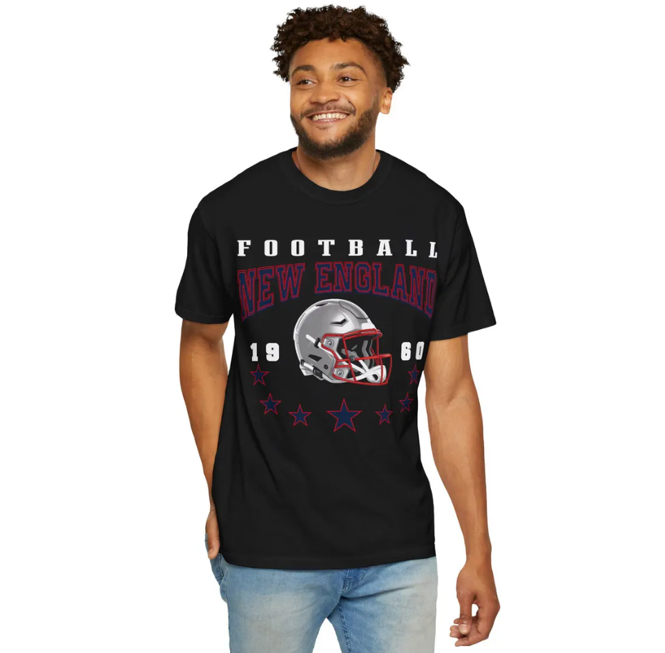 New England Patriots Football Tee, Unisex Short Sleeve Shirt, Game Day Apparel, Sports Fan Gift, NFL Team Merchandise, Casual Wear