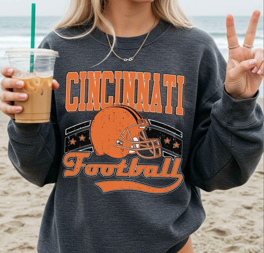 Cincinnati Football Vintage Crewneck Sweatshirt TShirt,Game Day Pullover,90s Cincinnati Football Game Day Apparel,Bengal Fan Gift