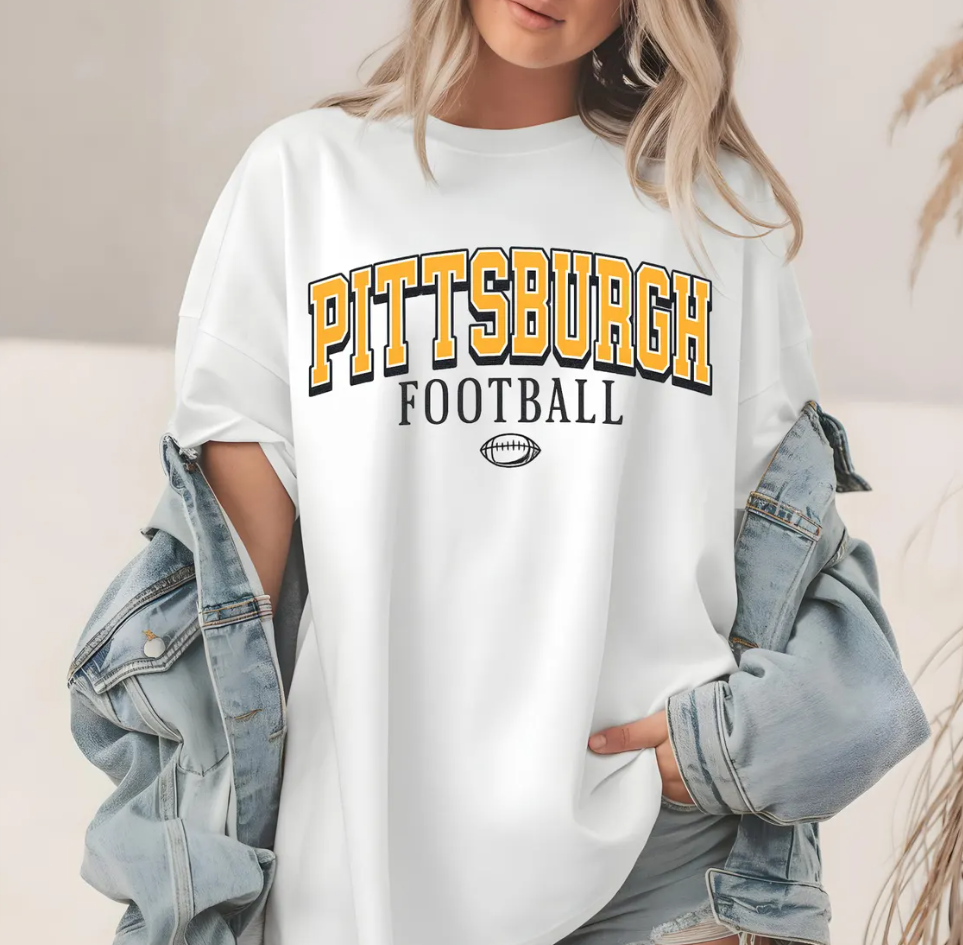 Pittsburgh Football T-Shirt, Sports Fan Apparel, Game Day Outfit, Steeler Fan Gift, Gift for Football Lovers