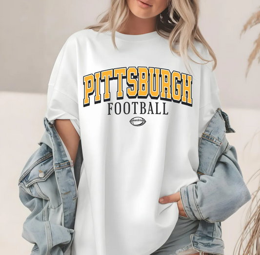 Pittsburgh Football T-Shirt, Sports Fan Apparel, Game Day Outfit, Steeler Fan Gift, Gift for Football Lovers
