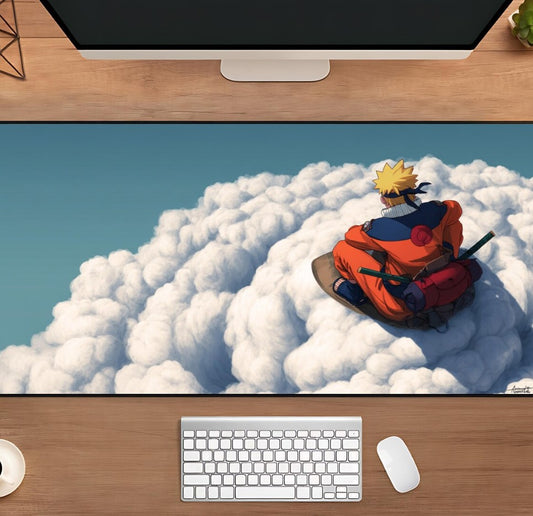 Naruto on Clouds Theme Desk Mat, Aesthetic Cloudy Anime Desk Decor, Large Gaming Anime Mouse Pad, Gift for him, Gift For Naruto Anime Lovers, Choose Size