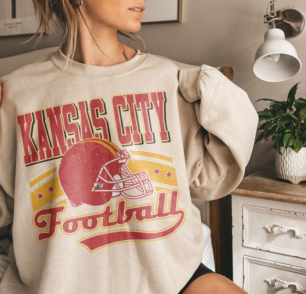 Vintage 90s Style Kansas City Football Sweatshirt, Game Day Shirt, Kansas City Team Football Shirt, Sunday Kansas City, Kansas City Football