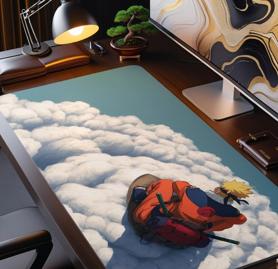 Naruto on Clouds Theme Desk Mat, Aesthetic Cloudy Anime Desk Decor, Large Gaming Anime Mouse Pad, Gift for him, Gift For Naruto Anime Lovers, Choose Size