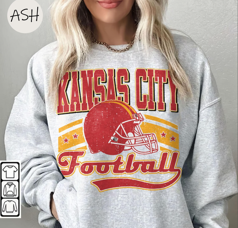 Vintage 90s Style Kansas City Football Sweatshirt, Game Day Shirt, Kansas City Team Football Shirt, Sunday Kansas City, Kansas City Football