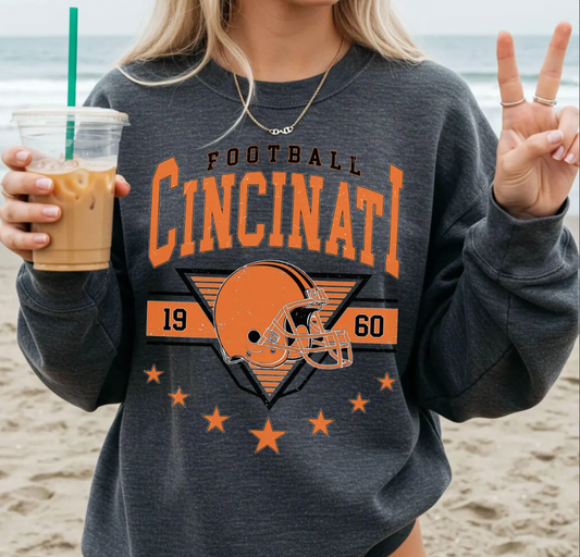 Vintage 90s Cincinnati Football Vintage Crewneck Sweatshirt Shirt Game Day Pullover 90s Cincinnati Football Game Day Apparel Bengal Fan Gift