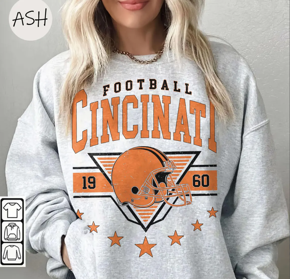 Vintage 90s Cincinnati Football Vintage Crewneck Sweatshirt Shirt Game Day Pullover 90s Cincinnati Football Game Day Apparel Bengal Fan Gift