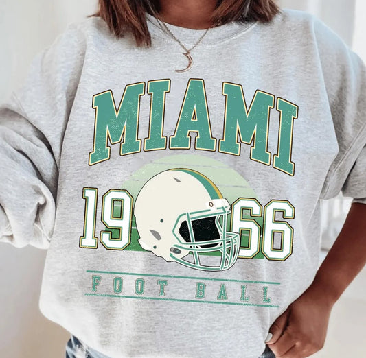 Miami Football Vintage Sweatshirt T-Shirt, Retro Miami Football Crewneck, Miami Dolphin Football TShirt,Dolphin Football Gift