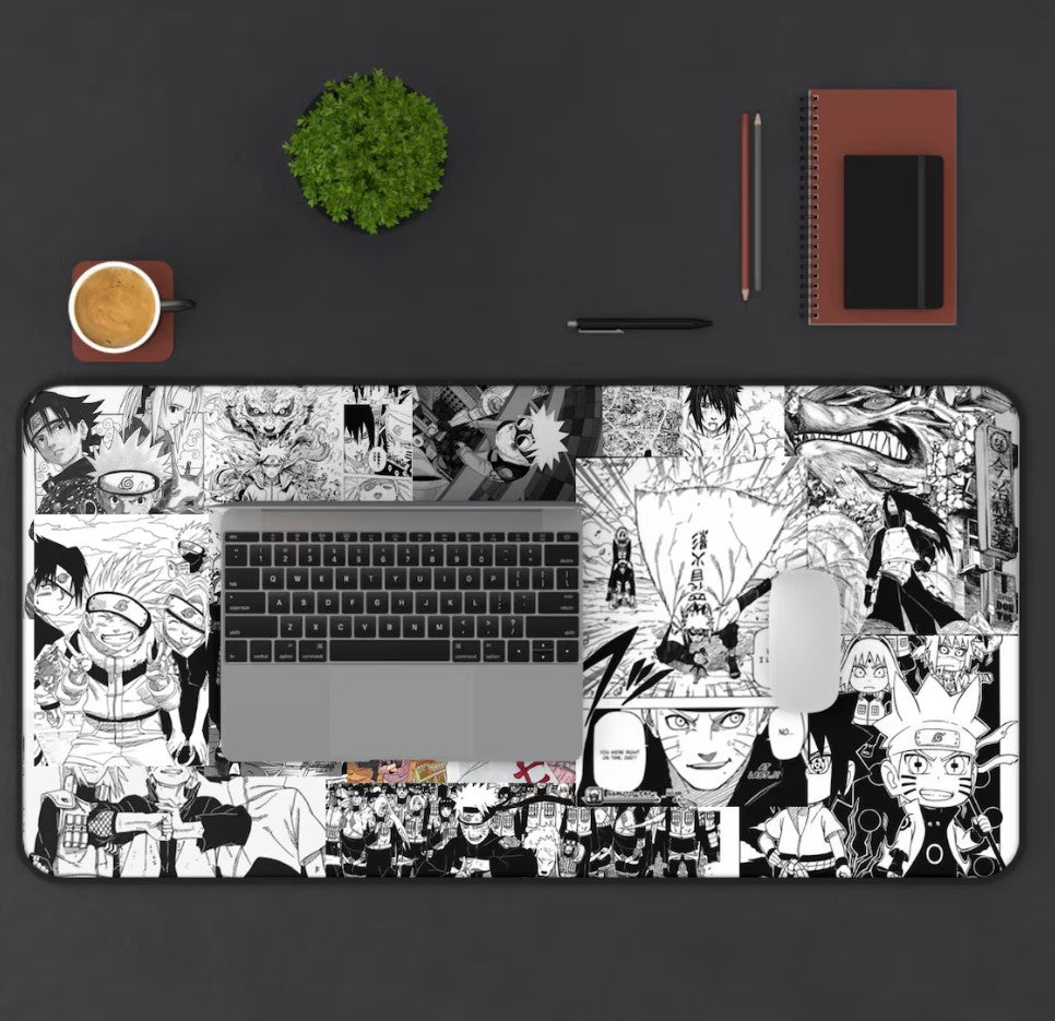Naruto Manga Panel Desk Mat: Anime Gaming Keyboard Pad, Choose Size