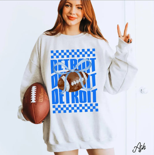 Varsity Detroit Football Sweatshirt Detroit Football Pullover Sweater  Football Game Day and Tailgate Fanwear  Football Fan Gift