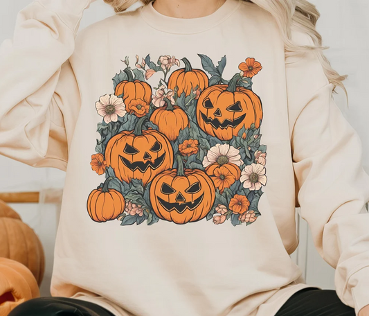 Halloween Sweatshirt, Pumpkin Sweatshirt, Floral Halloween Shirt, Pumpkin Patch, Cute Halloween Sweater, Fall Sweatshirt, Halloween Gift