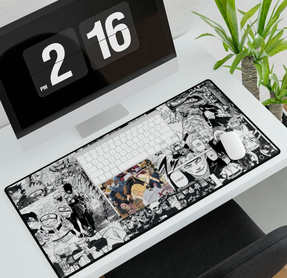Naruto Manga Panel Desk Mat: Anime Gaming Keyboard Pad, Choose Size