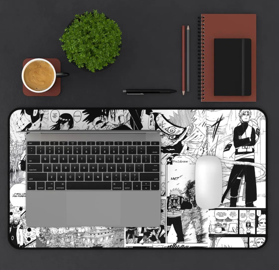 Artistic Anime Naruto Desk Mat, Gaming Mousepad, Office Decor, Mouse Pad, Desk Accessories, Choose Size