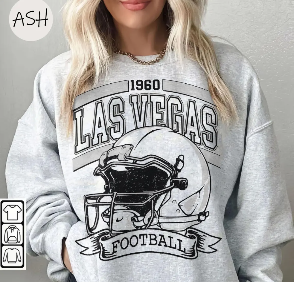 Vintage 90s Style Las Vegas Football Crewneck Sweatshirt T-Shirt Retro Las Vegas Football Shirt Las Vegas Football Christmas Raider Fan Gift