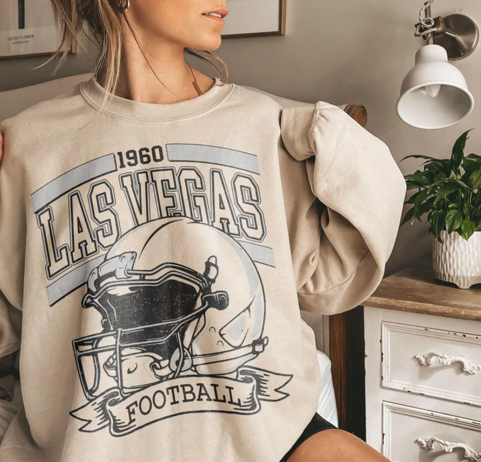 Vintage 90s Style Las Vegas Football Crewneck Sweatshirt T-Shirt Retro Las Vegas Football Shirt Las Vegas Football Christmas Raider Fan Gift