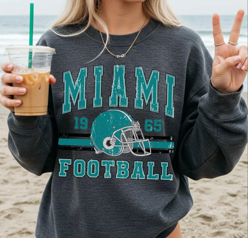 Vintage 90s Style Miami Football Sweatshirt, Retro Sports Fan Shirt, Trendy Game Day Gift, Miami Mascot Sweatshirt, Miami Football Fan Shirt