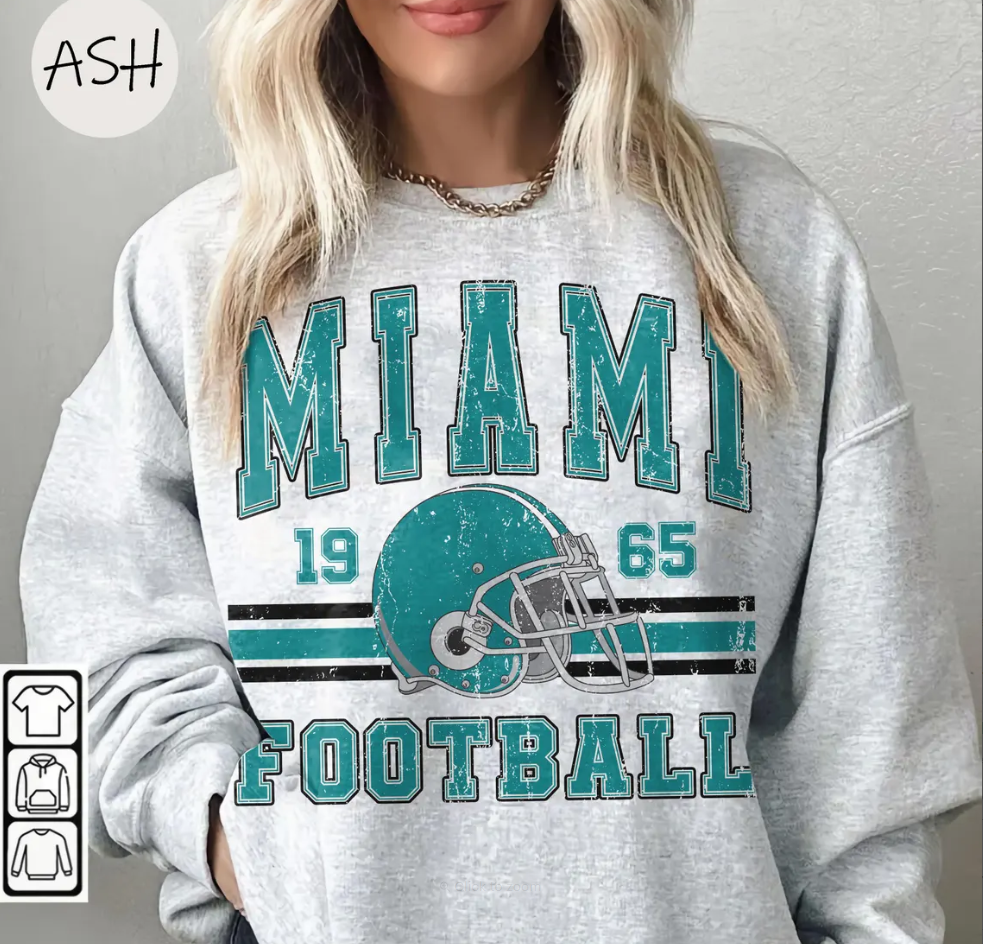 Vintage 90s Style Miami Football Sweatshirt, Retro Sports Fan Shirt, Trendy Game Day Gift, Miami Mascot Sweatshirt, Miami Football Fan Shirt