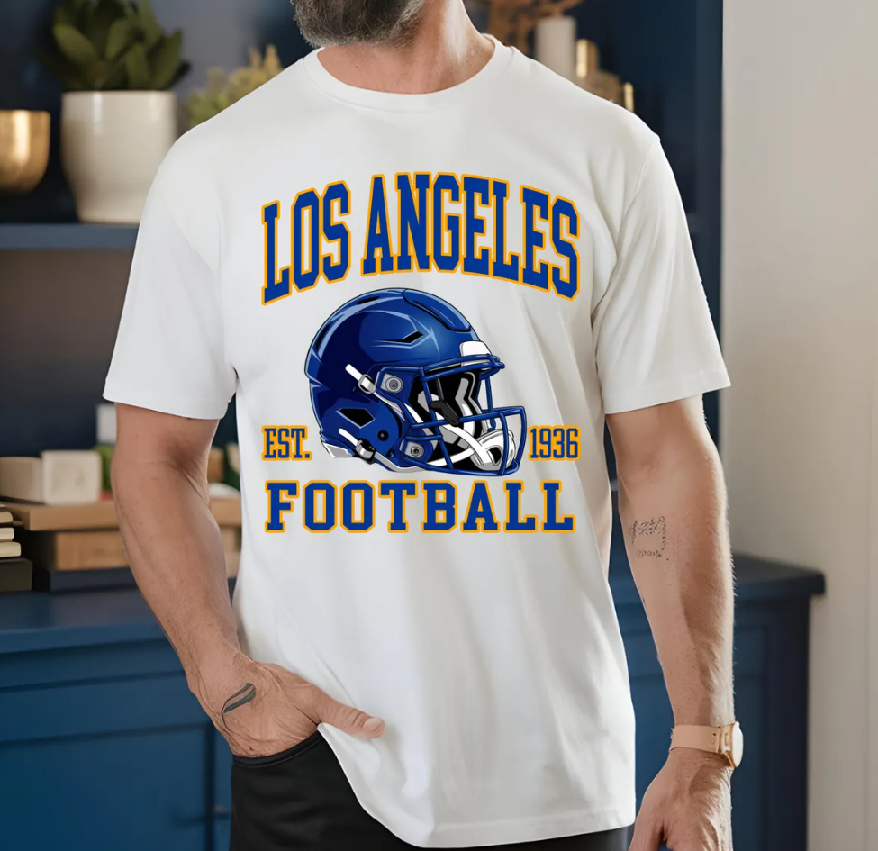 Los Angeles Football Helmet T-Shirt, Established 1936, LA Rams Apparel, Comfort Colors, Gift for Football Fan