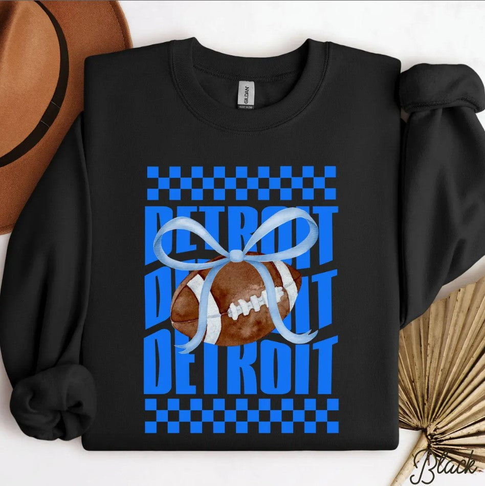 Varsity Detroit Football Sweatshirt Detroit Football Pullover Sweater  Football Game Day and Tailgate Fanwear  Football Fan Gift
