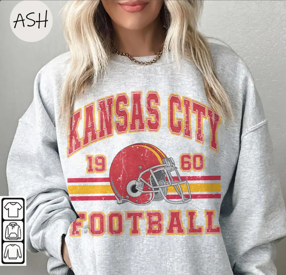 Vintage 90s Style Kansas City Football, Kansas City Football Sweatshirt, Game Day Shirt, Kansas City Fan, Kansas City Sweatshirt, Football