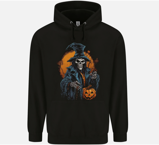Halloween Wizard Witch With a Pumpkin Skull Mens