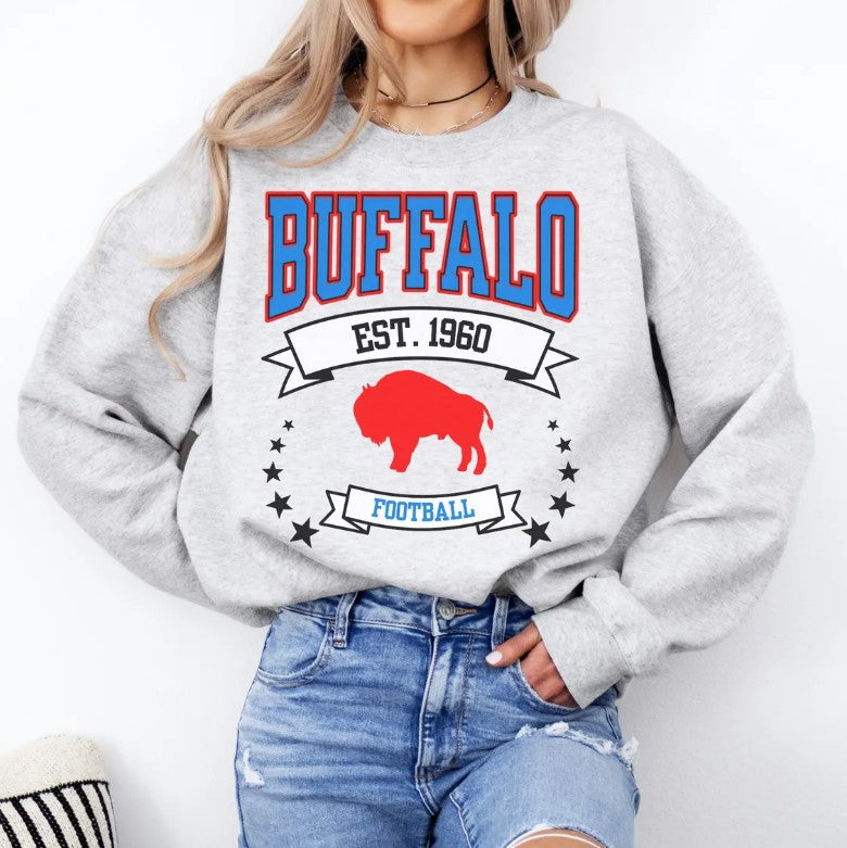 Vintage Buffalo Football Shirt, Game Day Shirt, Football Mom Gift, Buffalo Football Gift, Gift For Her, Comfort Colors Football Season