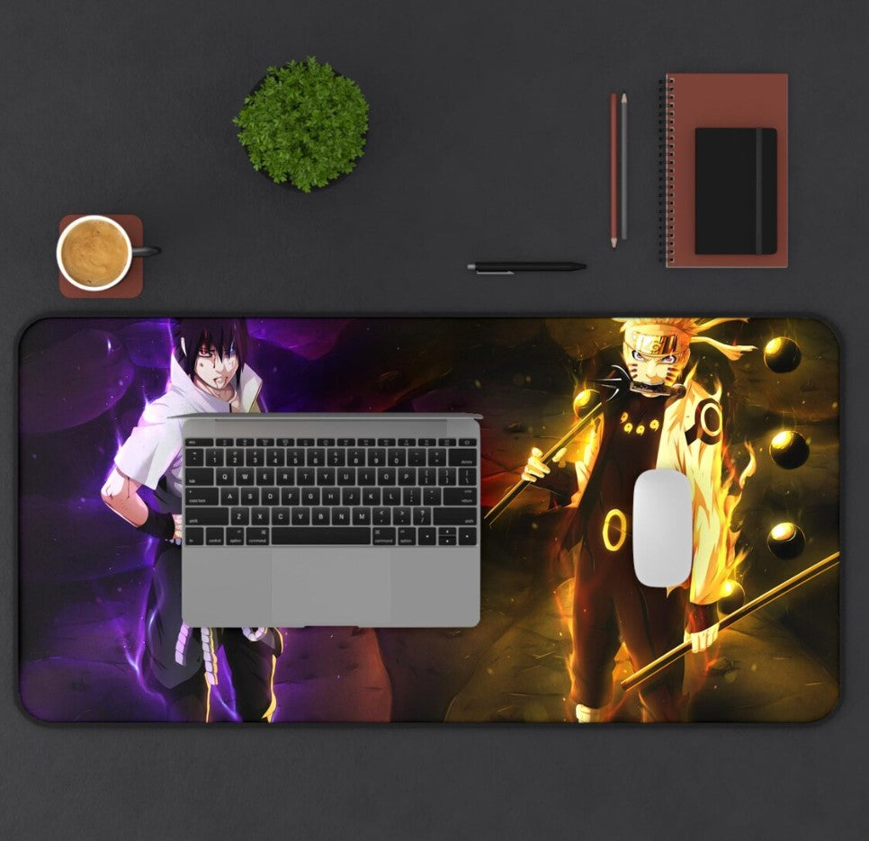 Naruto Anime Desk Mat - Naruto and Sasuke Gaming Mouse Pad, Office Decor, Gift for Anime Fans, Great for Home & Work, Choose Size