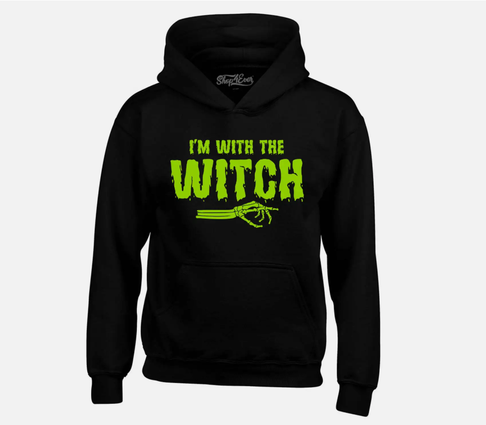 I'm With The Witch Hoodies Skeleton Costume Funny Halloween Sweatshirts