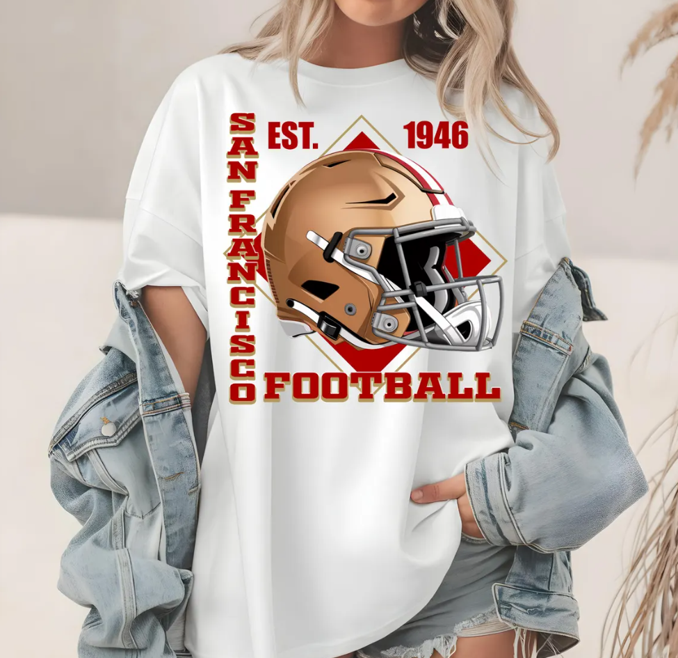 San Francisco Football T-Shirt Established 1946, Football Helmet Graphic, Fan Apparel, Team Pride