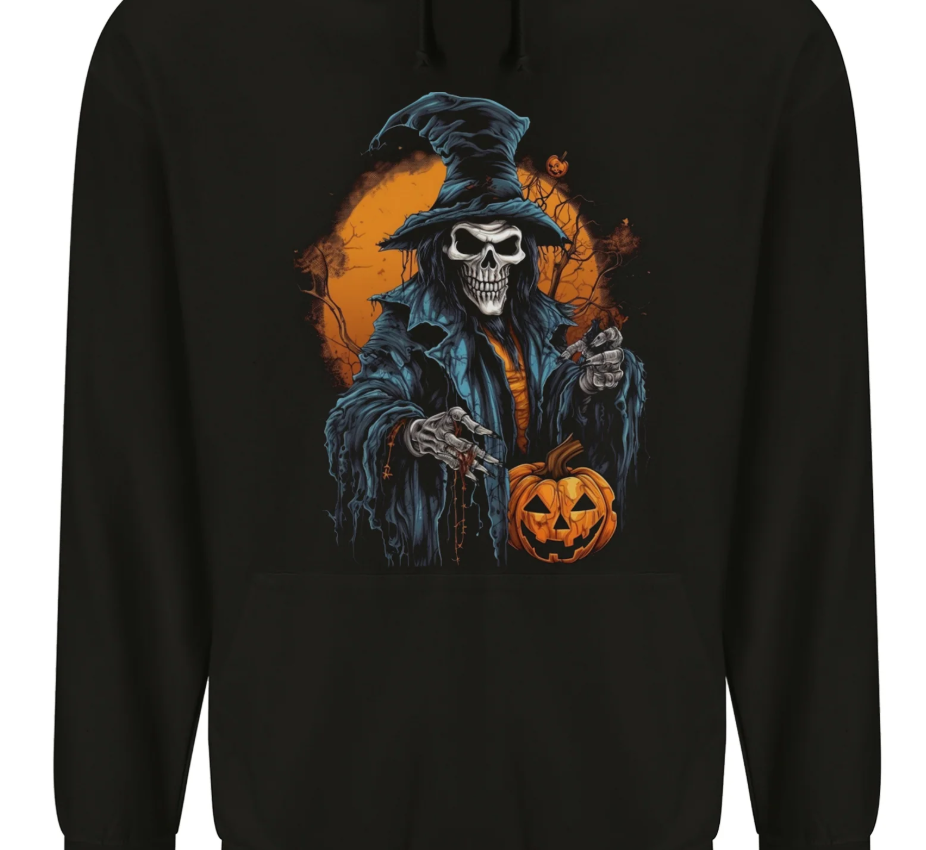 Halloween Wizard Witch With a Pumpkin Skull Mens