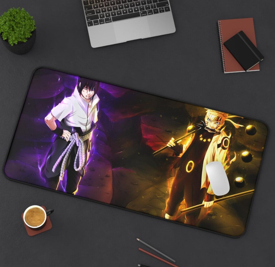 Naruto Anime Desk Mat - Naruto and Sasuke Gaming Mouse Pad, Office Decor, Gift for Anime Fans, Great for Home & Work, Choose Size