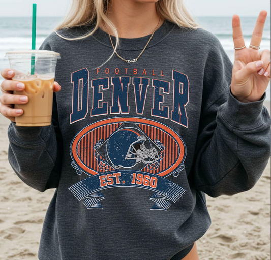 Vintage 90s Denver Football Vintage Style Comfort Colors Sweatshirt,Retro Denver Football Shirt,Denver Footbal Fans Gift, Sunday Football