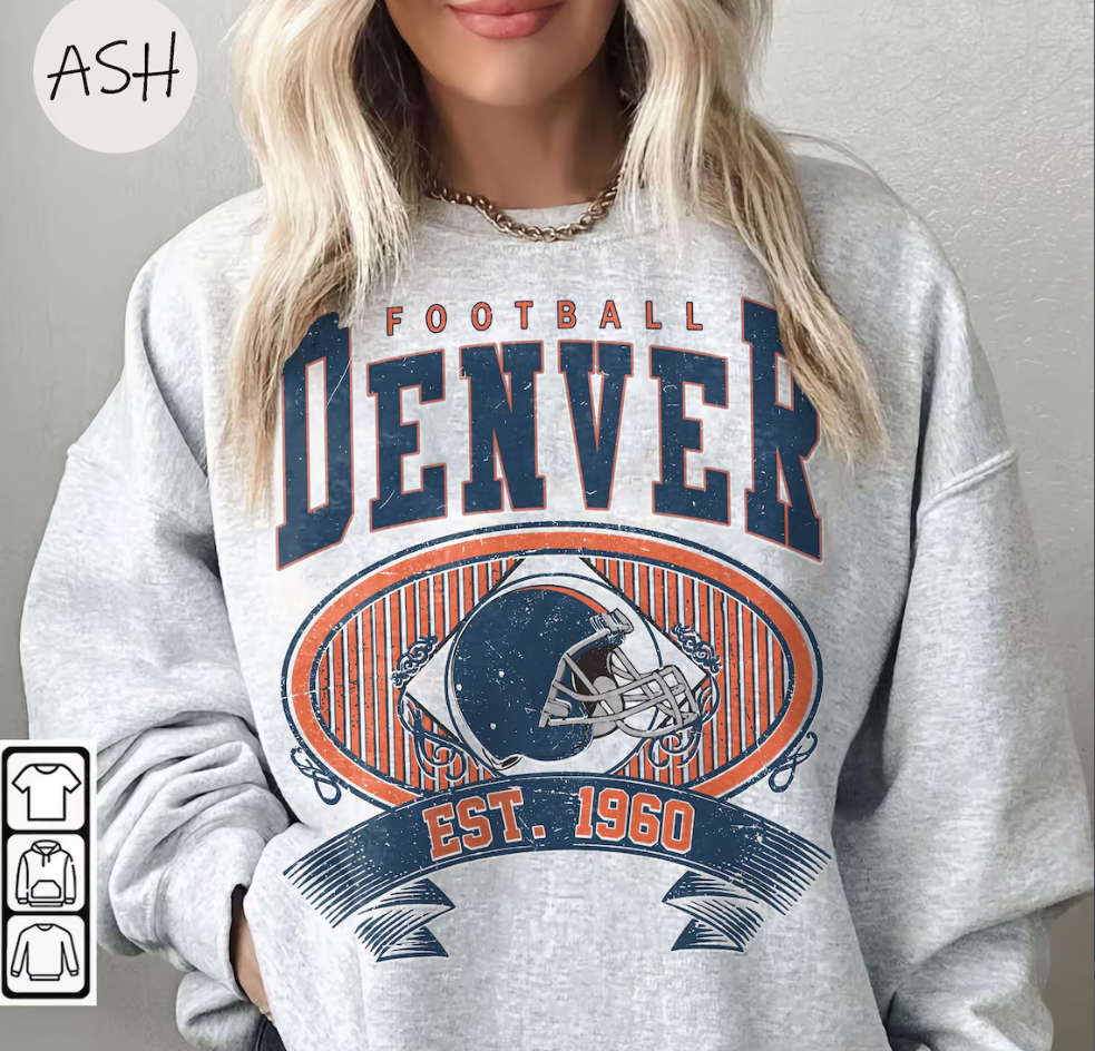 Vintage 90s Denver Football Vintage Style Comfort Colors Sweatshirt,Retro Denver Football Shirt,Denver Footbal Fans Gift, Sunday Football