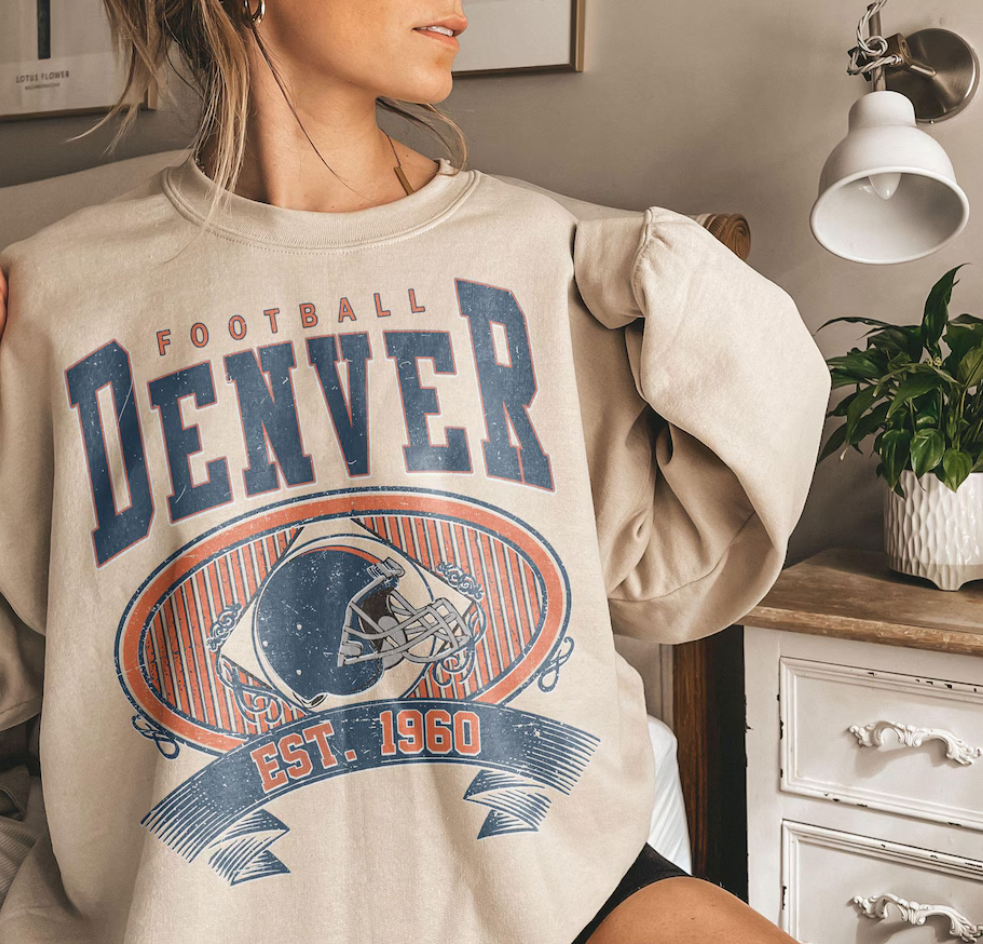 Vintage 90s Denver Football Vintage Style Comfort Colors Sweatshirt,Retro Denver Football Shirt,Denver Footbal Fans Gift, Sunday Football
