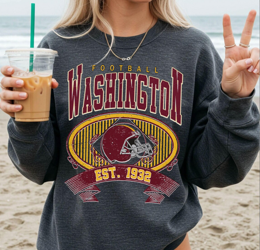 Vintage 90s Washington Football Vintage Style Comfort Colors Sweatshirt, Washington Crewneck Commander Washington Fan Gift Washington Shirt