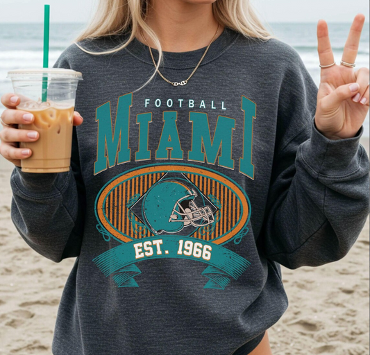 Vintage 90s Miami Football Vintage Style Comfort Colors T-Shirt, Retro Miami Football Crewneck, Miami Football Tee Miami Football Sweatshirt