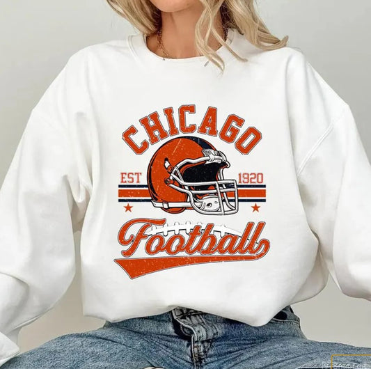 Vintage 90s Style Chicago Football Sweatshirt, Game Day Shirt, Chicago Team Football Shirt, Sunday Chicago, Sport Shirt, Chicago Football