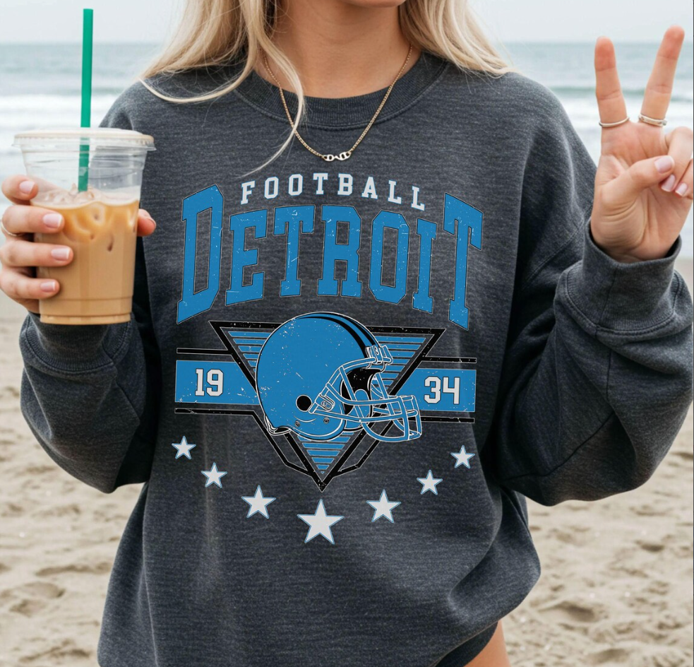Vintage 90s Style Detroit Lions Football Sweatshirt, Trendy Detroit Lions Football Fan Gift, Detroit Game Day Shirt Detroit Shirt Game Day